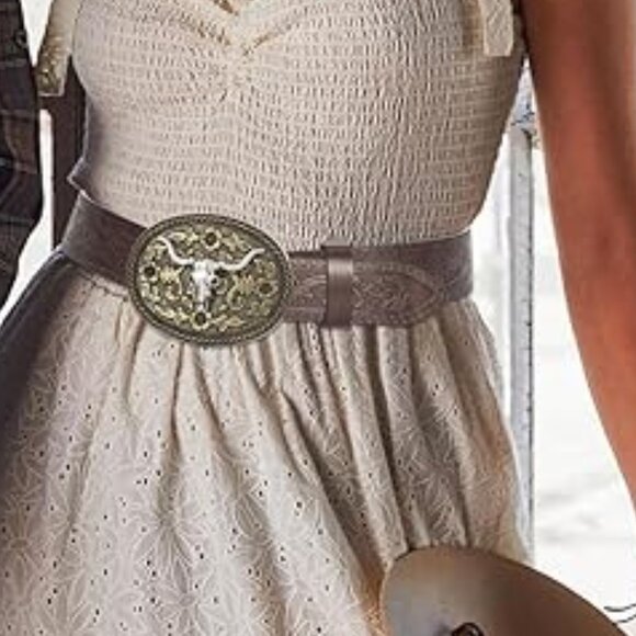Vintage Western Leather Buckle Belt
